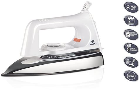 Bajaj Popular Plus 750W Dry Iron (White) | Light Emporium