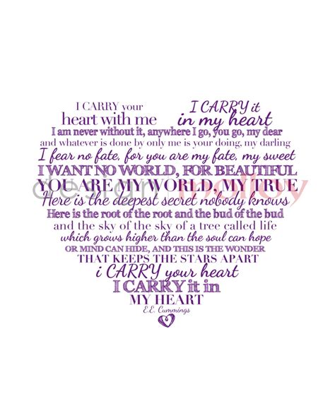 I Carry Your Heart Print E.E. Cummings Valentine's Day
