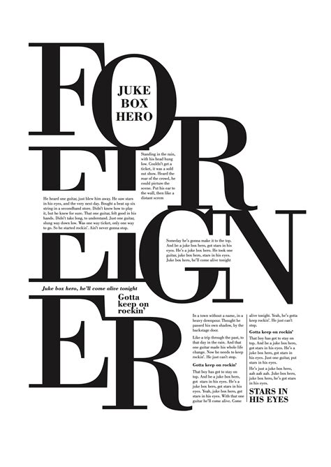 Juke Box Hero Lyrics on Behance