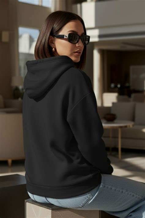 Hell Yeah Printed Black Oversized Hoodie – Juneberry