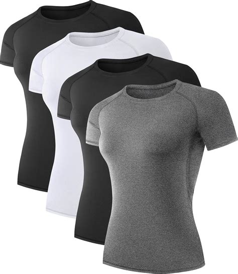 Amazon.com: TELALEO 4 Pack Women's Compression Shirt Running Athletic T ...