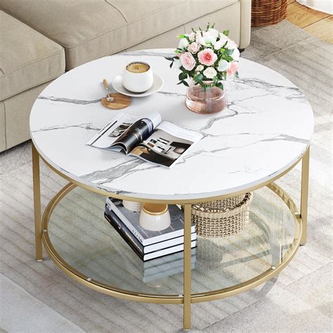 HOOSENG Living Room Coffee Table Set of 3, Faux Marble Coffee Tables ...