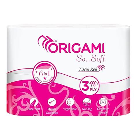 Origami So Soft 3 Ply Toilet Tissue Paper Roll Pack of 6