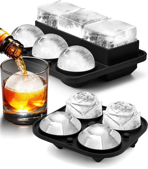 Amazon.com: Large Ice Cube Molds with Lid, Silicone Ice cube Tray 4 ...