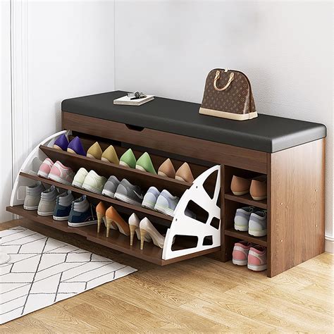 YQ WHJB Shoe Storage Bench with Hidden Shoe Rack,Leather Entryway Shoe ...