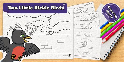 Two Little Dickie Birds Story Colouring Sheets