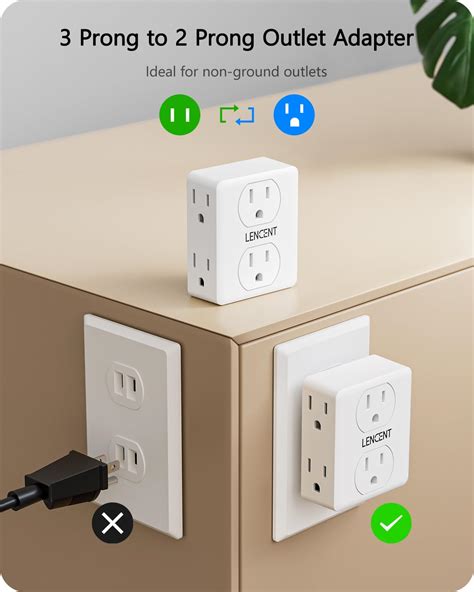 Snapklik.com : 2 To 3 Prong Outlet Adapter, 2 Prong Power Strip, 6 ...