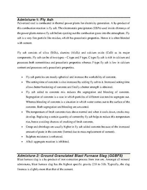 Admixture - Admixture-1: Fly Ash Pulverized coal is combusted in ...