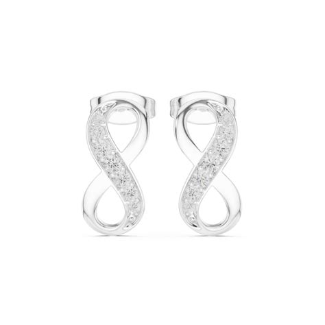 Infinity Pave Diamond Stud Earrings – 925 Sterling Silver | Zixy