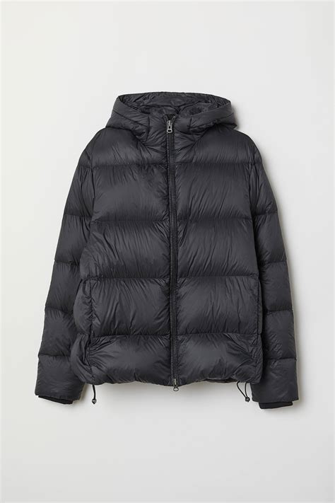 Hooded down jacket - Black - Men | H&M IN