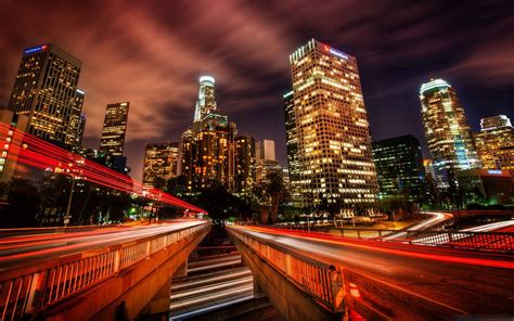 Downtown Los Angeles At Night Mac Wallpaper Download | AllMacWallpaper