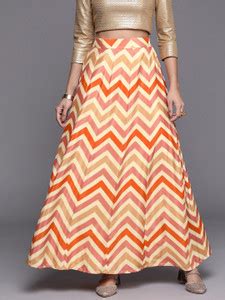 LIBAS Abstract Women Flared Orange Skirt - Buy LIBAS Abstract Women ...