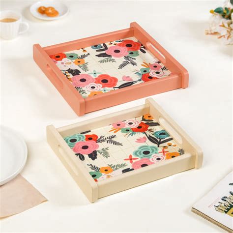 Spring Garden Nested Serving Tray Set Of 3 Online - Premium Tray | Nestasia