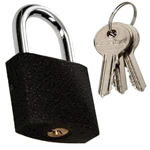 Solid Brass Finish Hardened Shackle 50mm Padlock for Door with 3 Keys ...