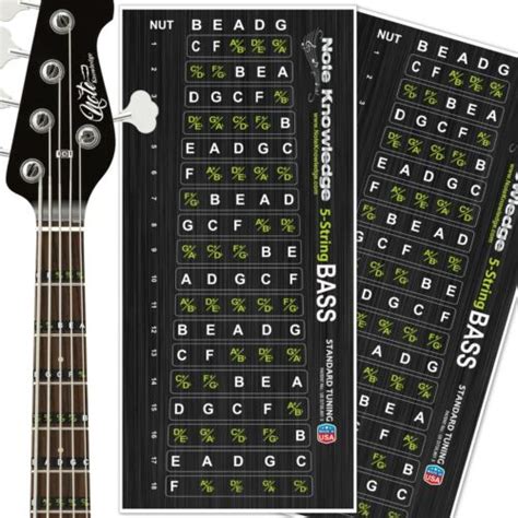 Note Knowledge 5 String Bass Guitar Fretboard Note Map Decals India | Ubuy