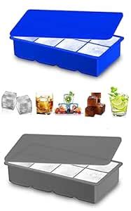 Buy DHONI Large Square Shaped Ice Cube Trays for Freezer with Lid ...