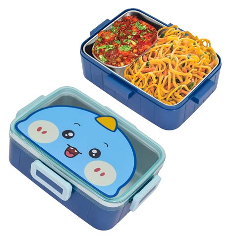 Buy Koochie-Koo Stainless Steel Cute Dinosaur Print Lunch Box for Kids ...