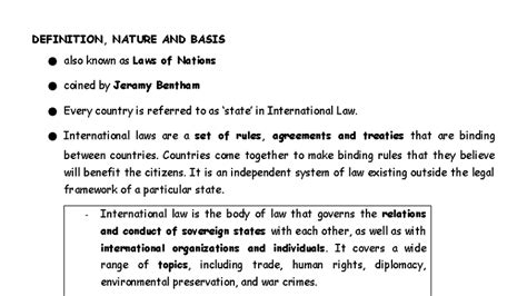 International Law: Definition, Nature, and Basis (Unit-1 Notes) - Studocu