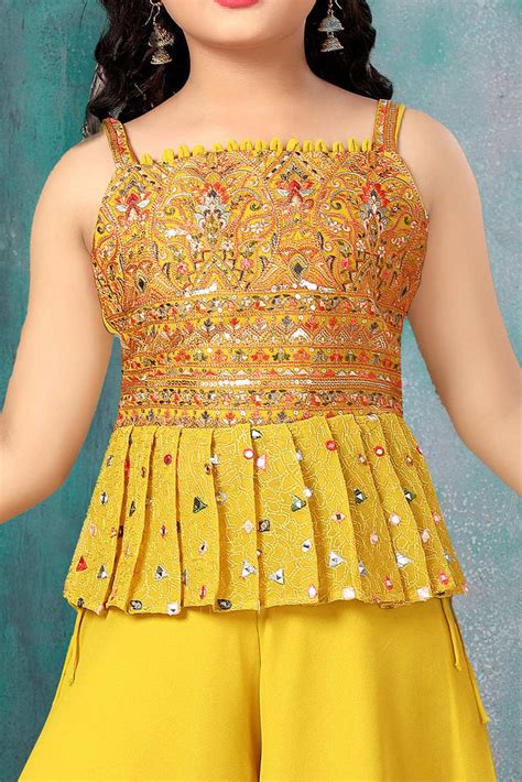 Yellow mirror work choli with palazzo set. – Urban Codes Clothing