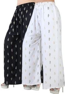 PALAZZO DESIGNS Regular Fit Women Black, White Trousers - Buy PALAZZO ...