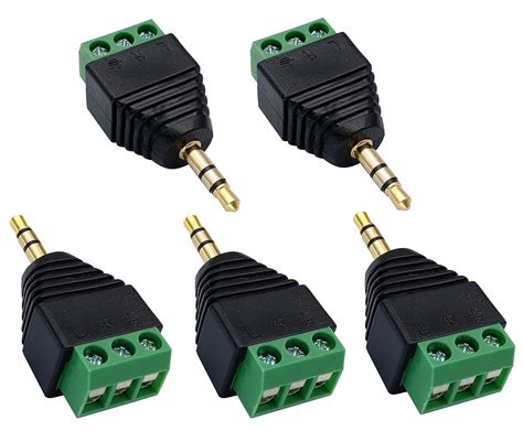 AAOTOKK 3 Pole 3.5mm Screw Terminal 3.5mm (1/8) Stereo Audio Male to 3 ...