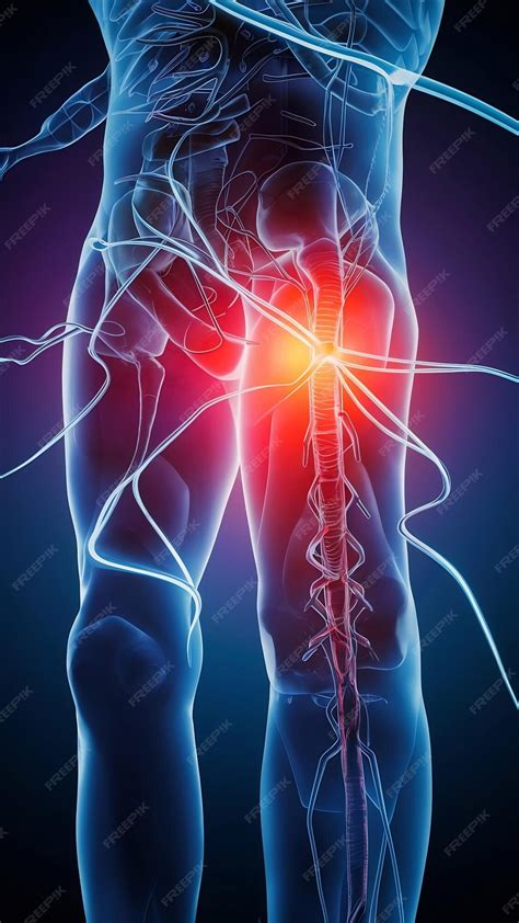 Medical illustration of sciatic nerve injury pn inflammation | Premium ...