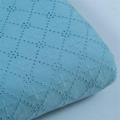 Blue Colour Cotton Chikan Embroidered Fabric - Elegant Cotton ...