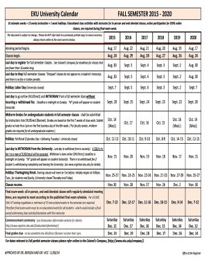 Fillable Online EKU University Calendar Fax Email Print - pdfFiller