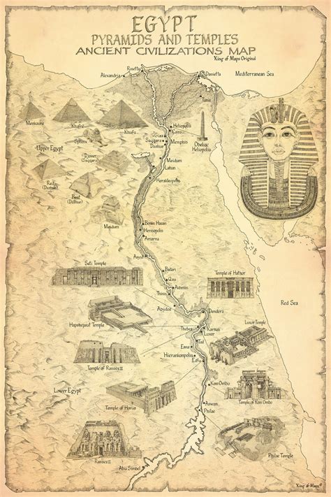 EGYPT PYRAMIDS & TEMPLES MAP - Ancient Egyptian sites from Giza to the ...