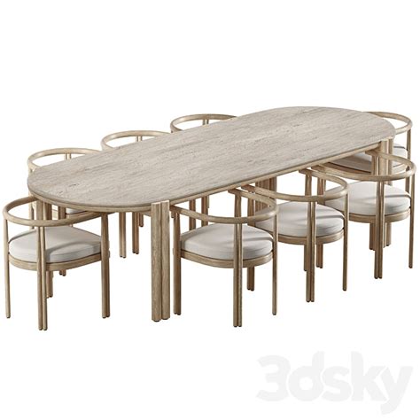 Cove Teak Dining Chair and Table-Harbour 3dsky | Free 3D Model Downloa ...