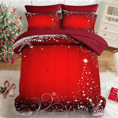 Amazon.com: Nesker 7 Pcs Christmas Comforter Set Queen Size, Red ...
