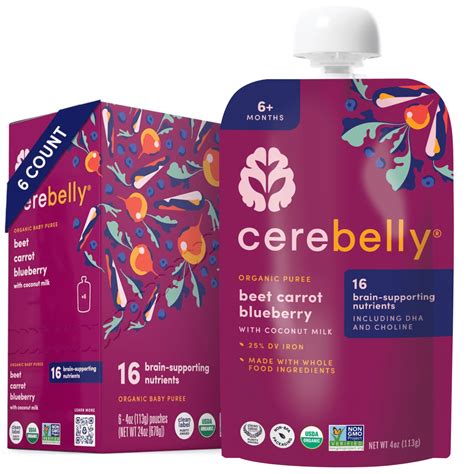 Cerebelly Organic Stage 2 Baby Food, Beet Carrot Blueberry, Coconut ...
