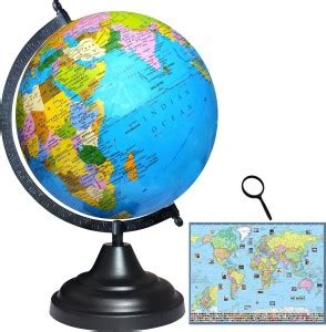 Savy 8 Inch Laminated Globe Black Metallic Arc Base Political Map Blue ...