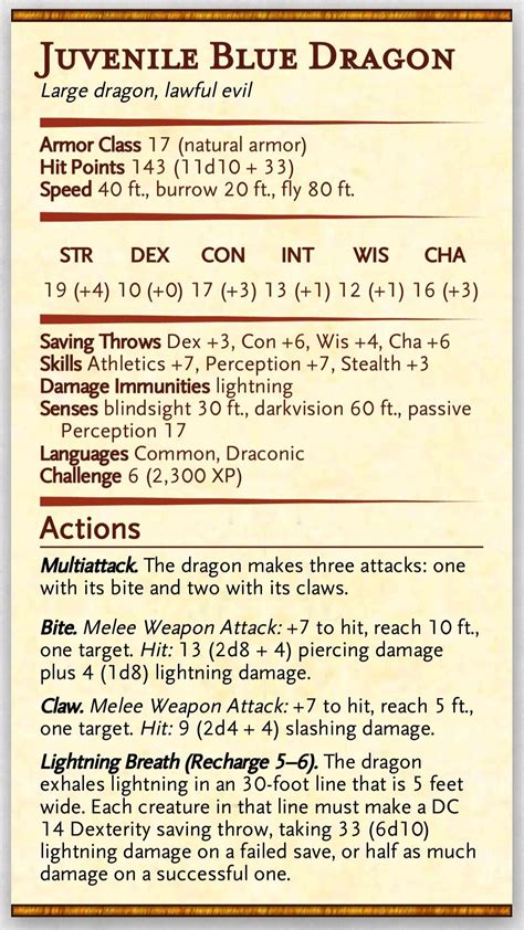 Dungeons And Dragons 5e, Dnd Dragons, 5e Dnd, Dnd Monsters, Blue Dragon ...