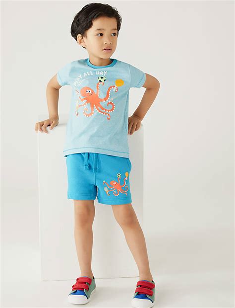 Buy Cotton Rich Octopus Shorts at Marks & Spencer