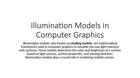 Image result for Lighting Models in Computer Graphics