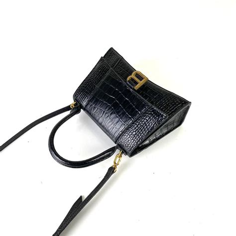 balenciaga canta kucuk boy siyah crocco gold 23x15x10 cm