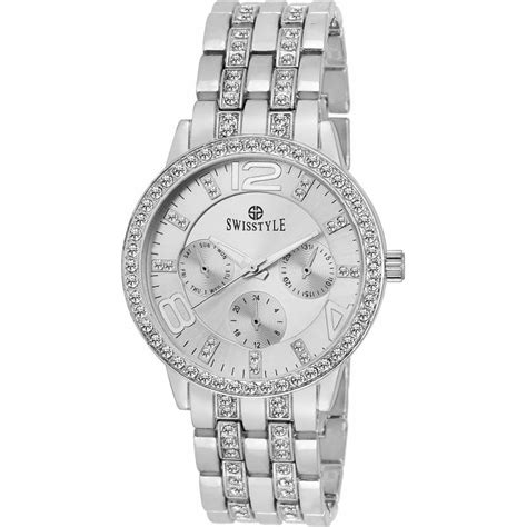 SWISSTYLE Analogue Women's Watch (Silver Dial Silver Colored Strap ...