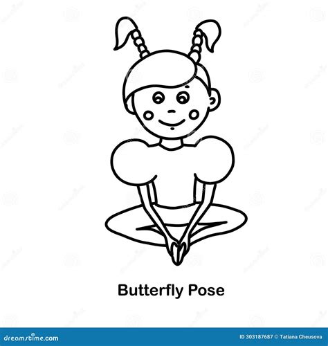 Kids Yoga Butterfly Pose. Vector Cartoon Illustration Stock ...