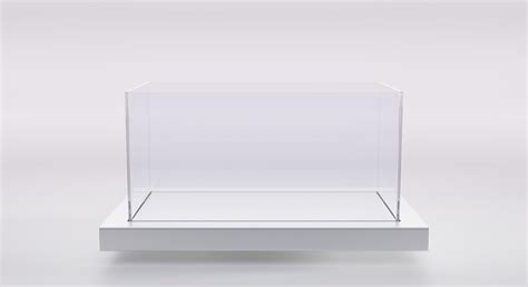 Open glas of plexiglas doos op stand aquarium of terrarium geïsoleerd ...