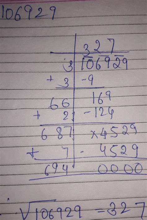 find the square root of 106 929 by division method - Brainly.in