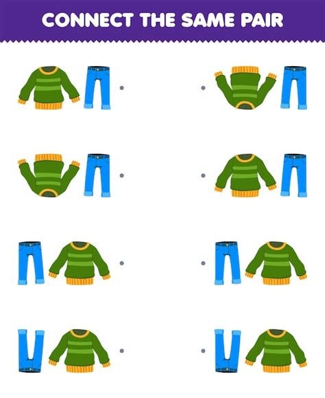 Jeu éducatif pour les enfants connectant la même image d'un chandail de ...