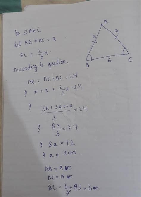 Q.1. In an isosceles triangle, the base is two-thirds of each of the ...