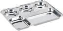 VINOD 5 Comp Mess Tray -Round Edges / Rectangle Steel Thali / Lunch ...
