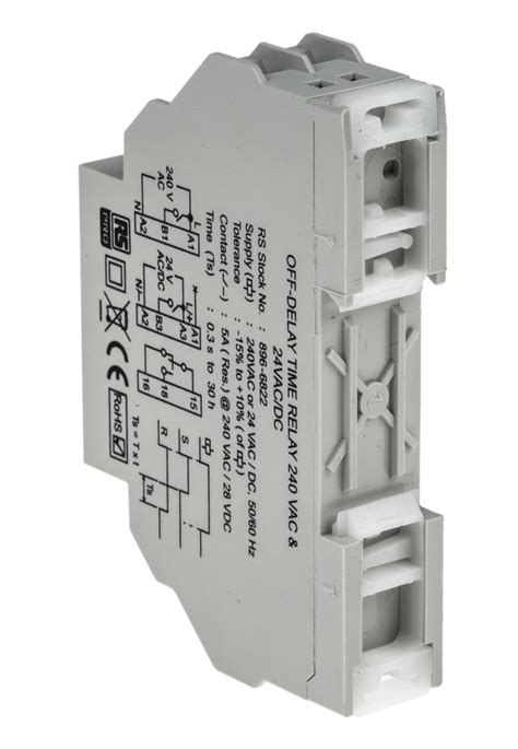 RS PRO | RS PRO DIN Rail Mount Timer Relay, 24V ac, 1-Contact, 0.3 s → ...