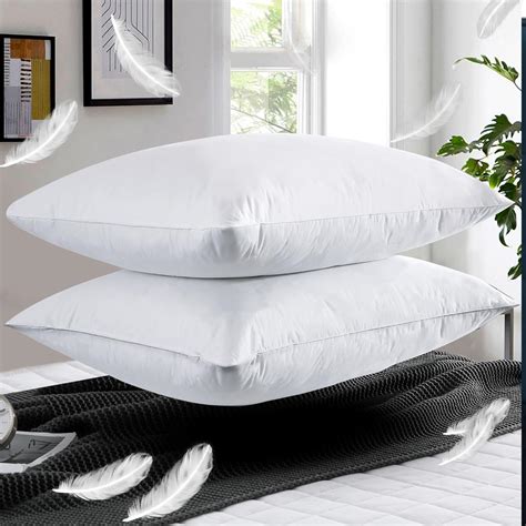 ZENQA Goose Feather Pillows 2 Pack Luxury Neck Head Pillow | Feather ...