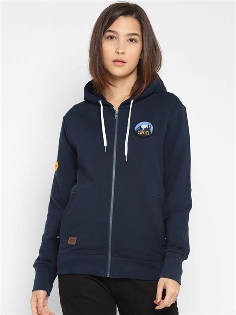 Royal Enfield Women Navy Blue Hooded Sweatshirt - Price History