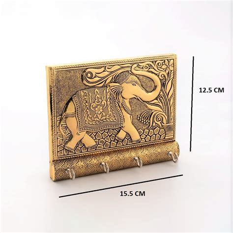 Wooden Key Holder For Home Decor Stylish Metal Gold Antique Elephant D ...