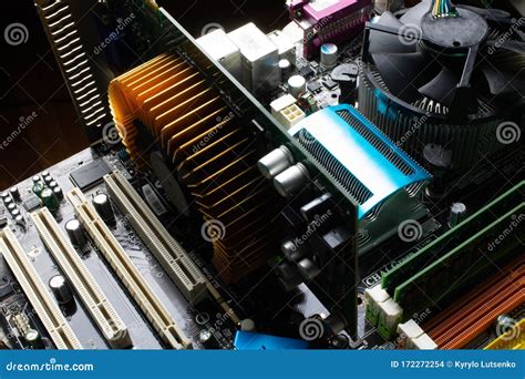 Electronics Components on Modern PC Computer Stock Photo - Image of ...