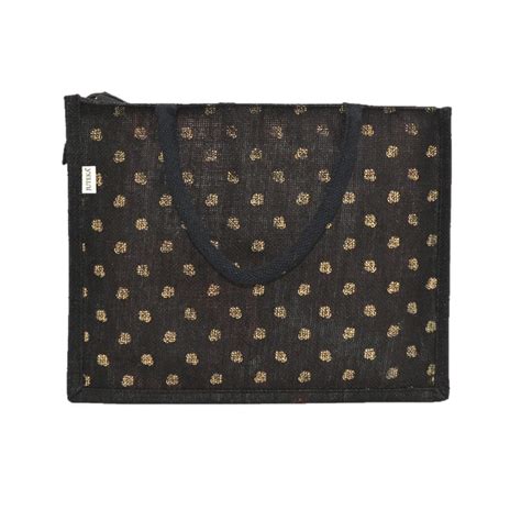 JUTEKA Printed Black Color Grocery, Shopping, Multipurpose Jute Bag ...